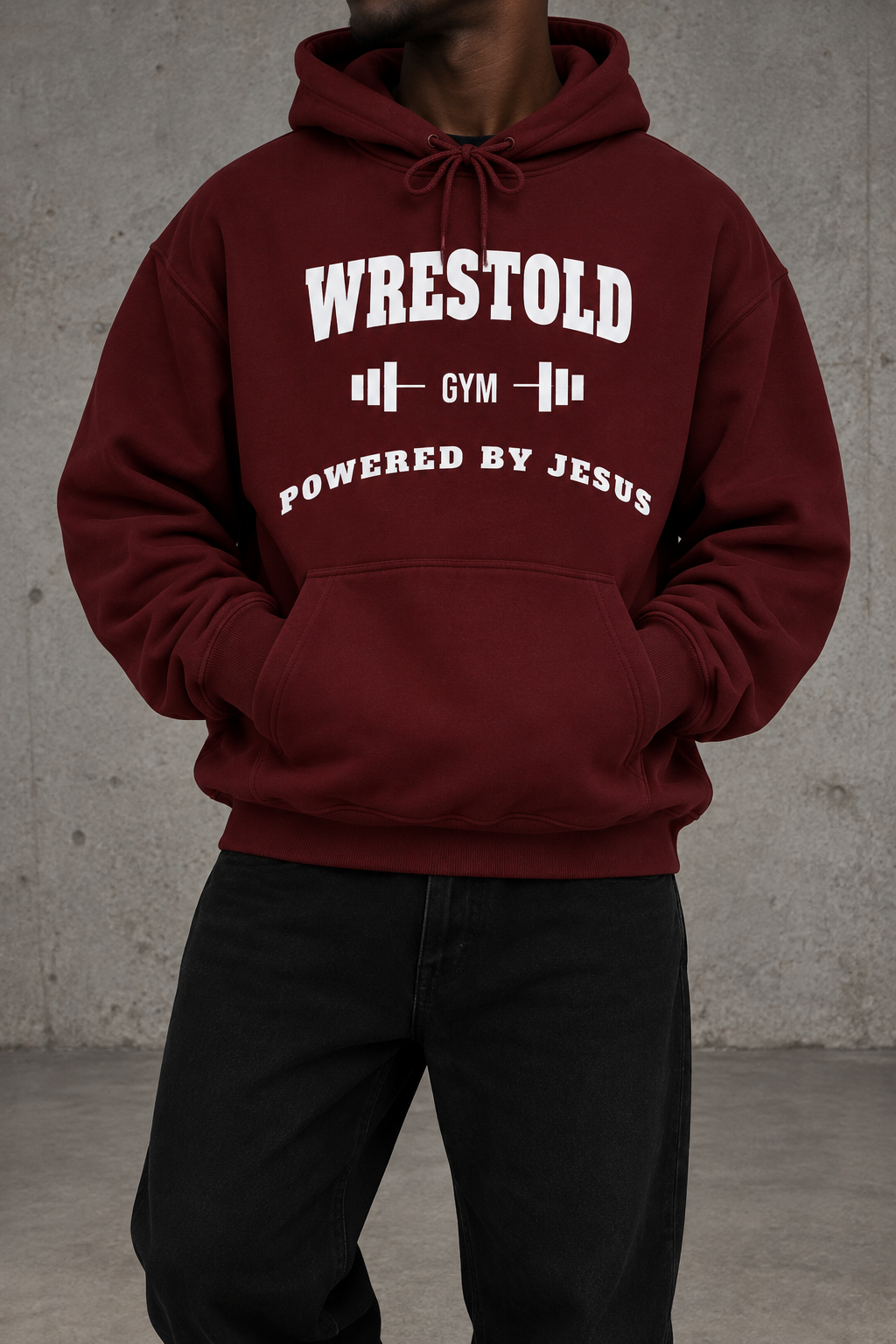 Powered by Jesus Burgundy Hoodie