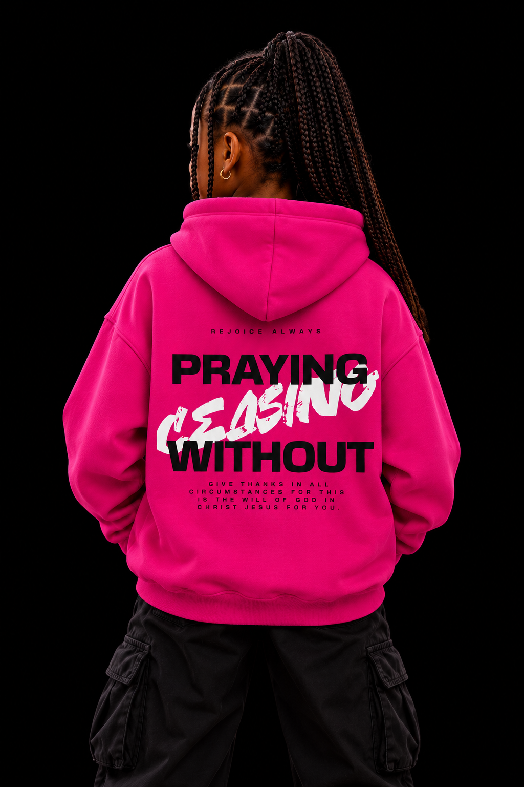 Praying Without Ceasing Kids Pink Hoodie