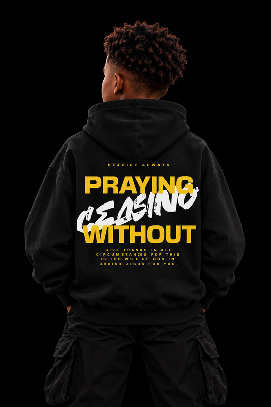 Praying Without Ceasing  Kids Black Hoodie