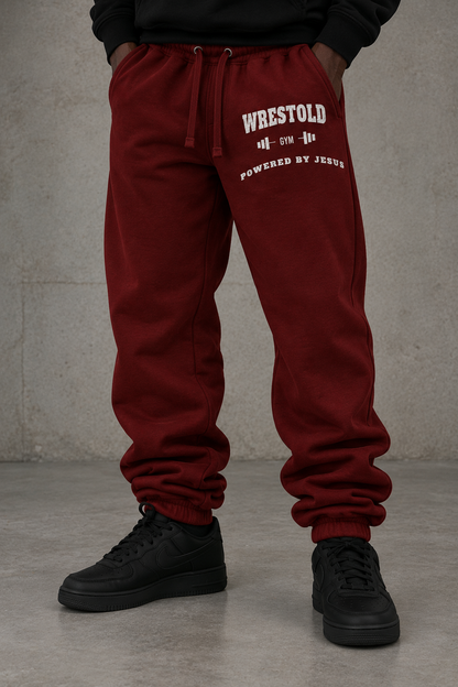 Powered By Jesus Burgundy Joggers