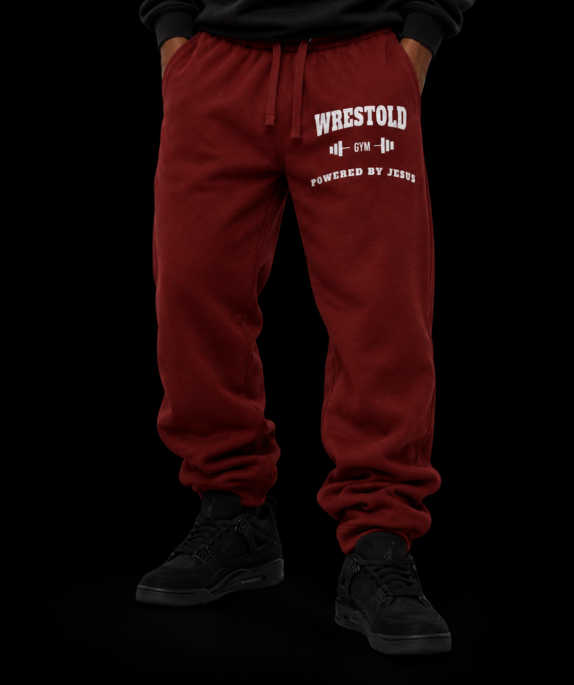 Powered By Jesus Burgundy Joggers