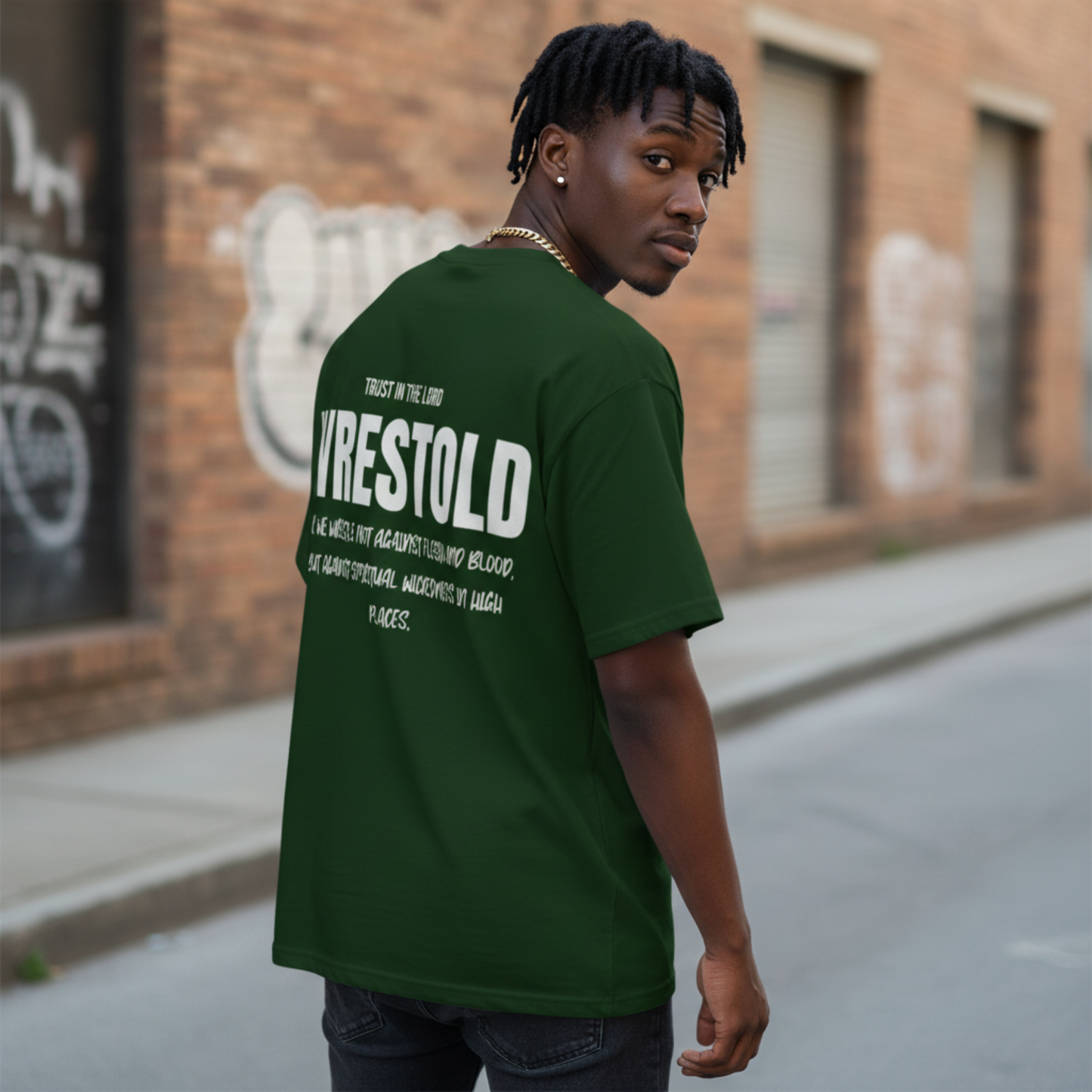 Ephesians 6:12 Green Tee