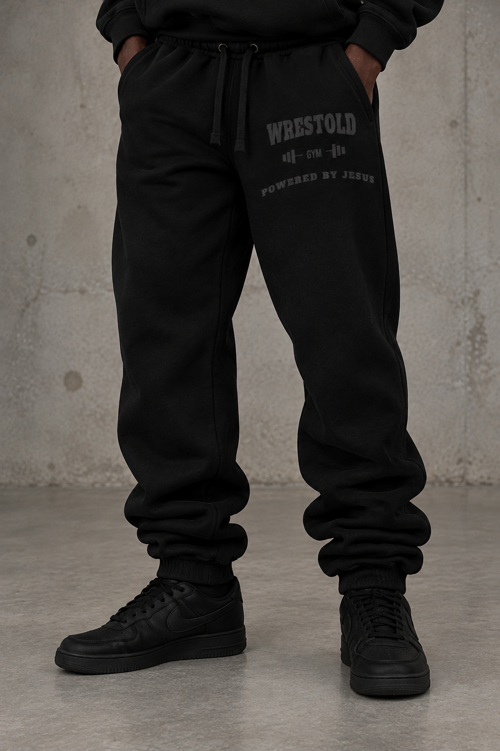 Powered By Jesus Black Joggers Black