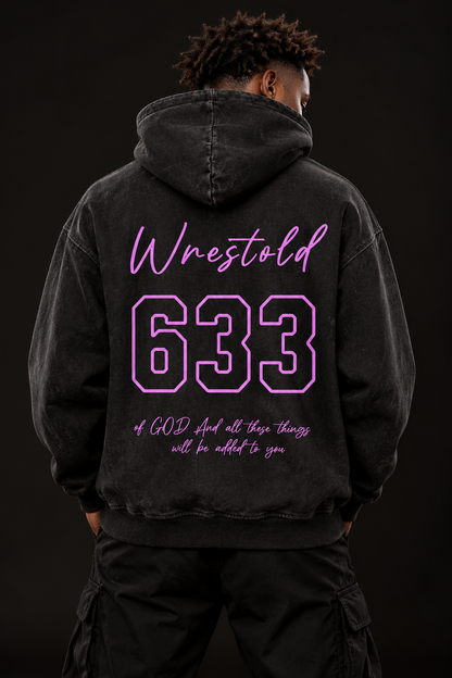 Seek First The Kingdom Acid Wash Black Hoodie Pink