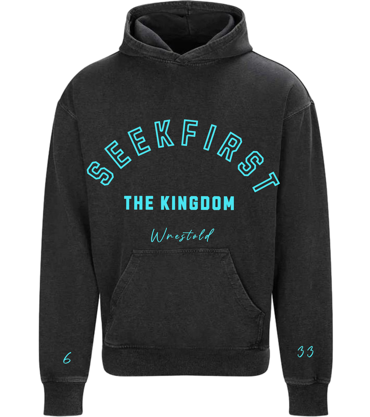 Seek First The Kingdom Acid Wash Black Hoodie