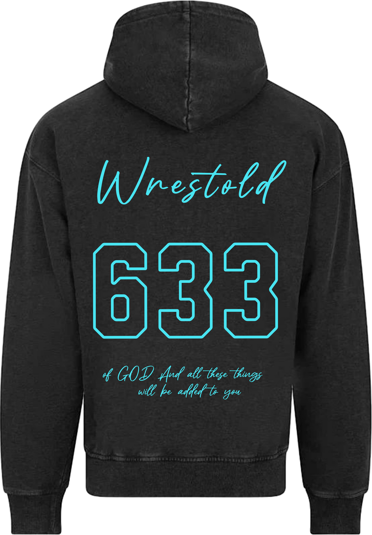 Seek First The Kingdom Acid Wash Black Hoodie