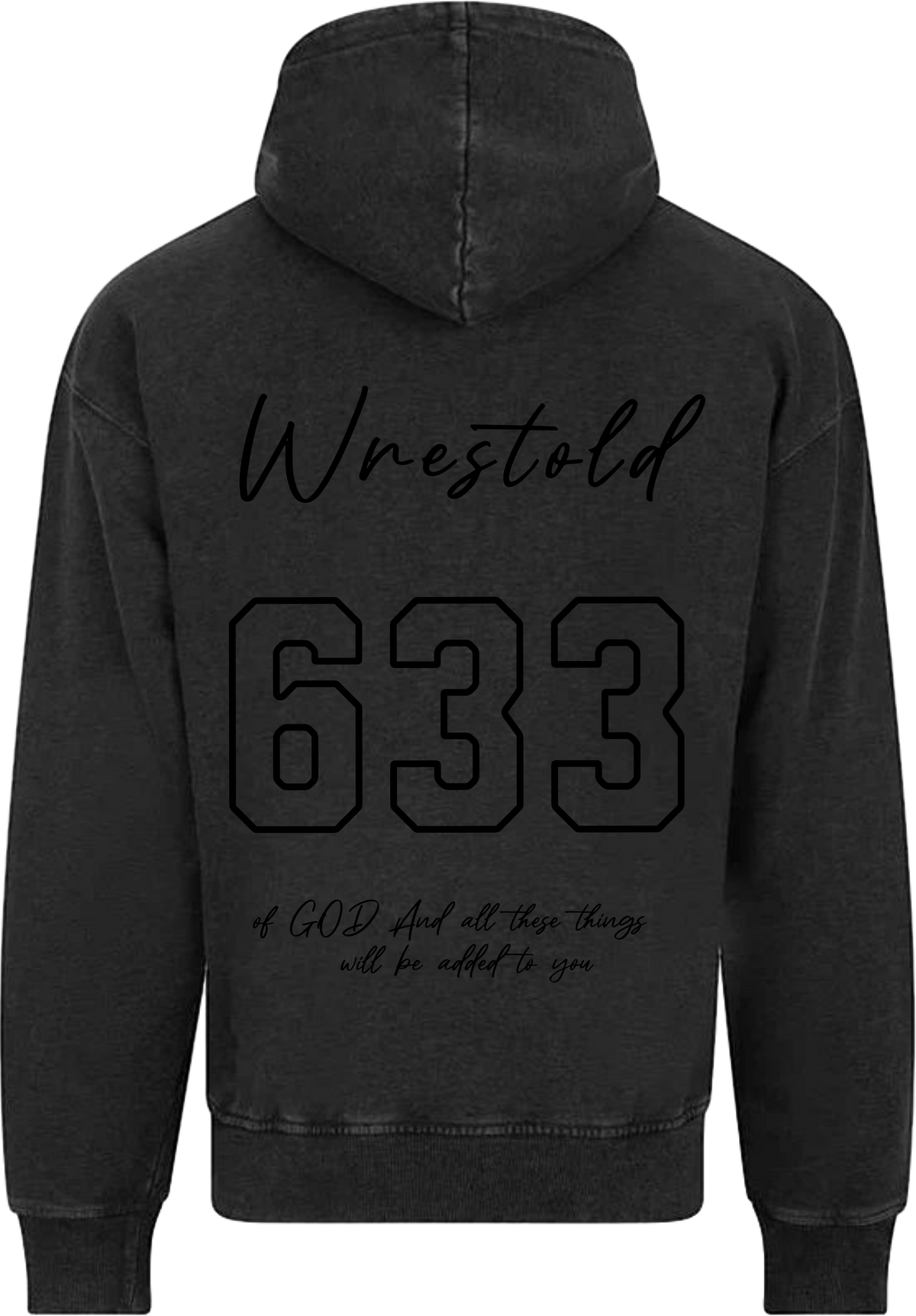 Seek First The Kingdom Acid Wash Black Hoodie