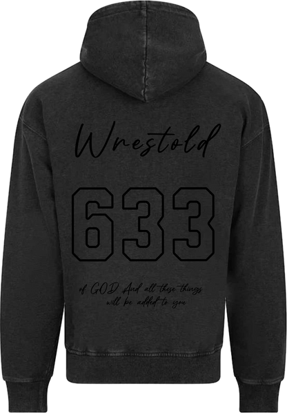 Seek First The Kingdom Acid Wash Black Hoodie