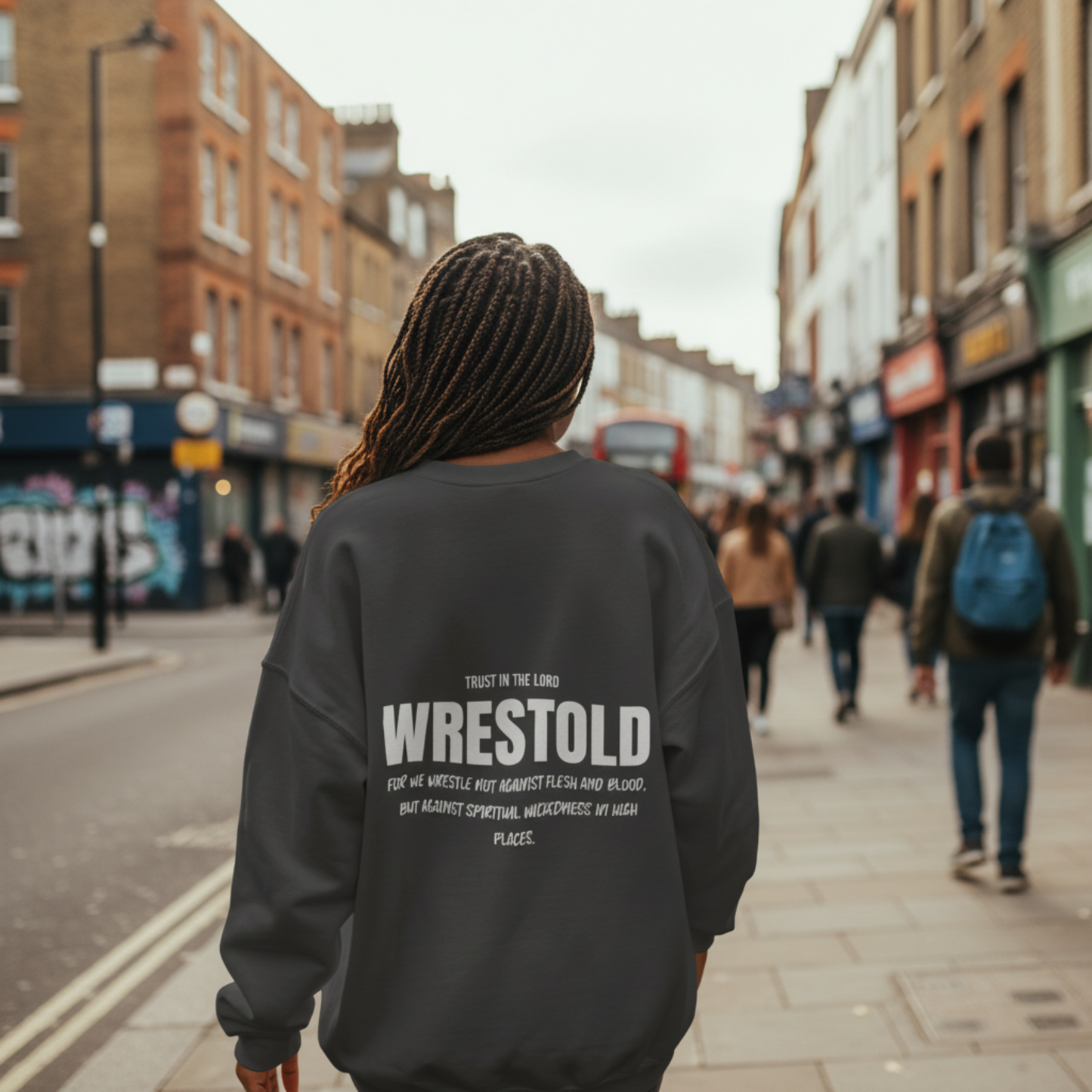 Ephesians 6:12 Grey Sweatshirt