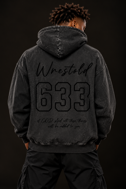 Seek First The Kingdom Acid Wash Black Hoodie Black
