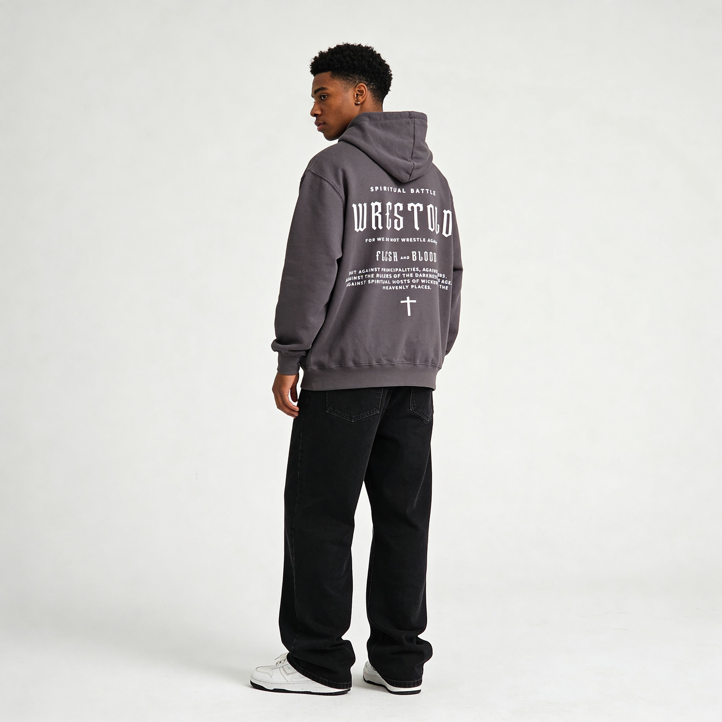 New Ephesians 6:12 Grey Hoodie
