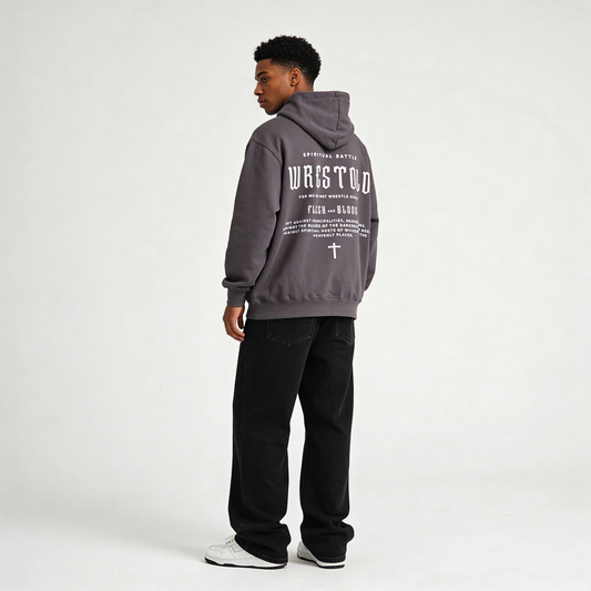 New Ephesians 6:12 Grey Hoodie
