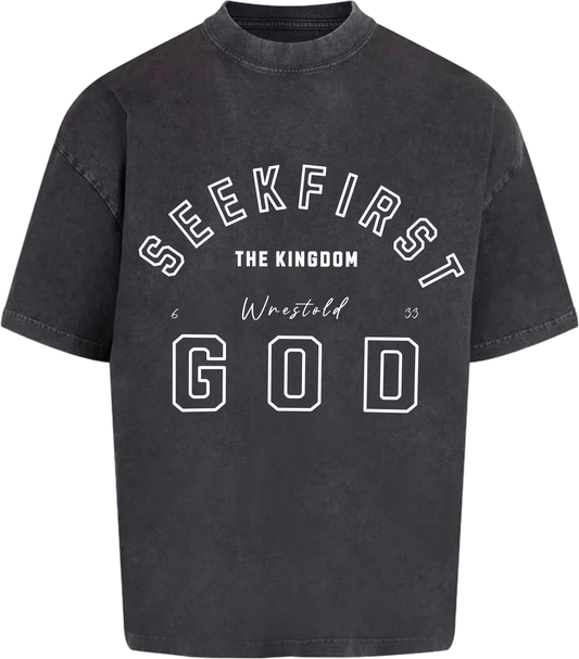 Seek First The Kingdom Acid Washed Black / White