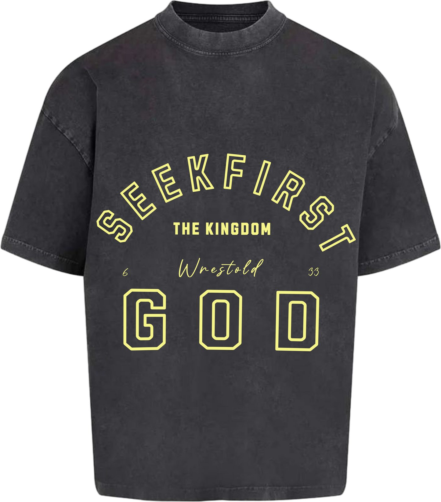 Seek First The Kingdom Acid Washed Black / Yellow